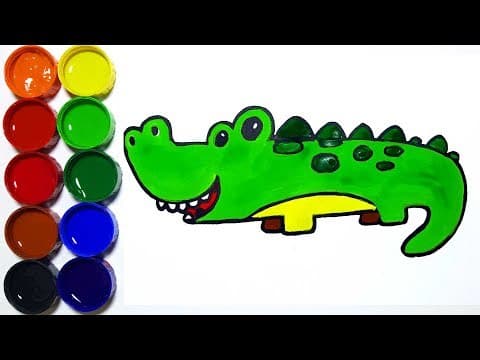 How to draw and paint alligator - drawings for kids - learn colors and painting