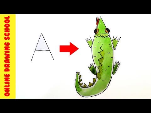 How to Draw Anything from letters easy drawing with letter A super simple for children  -  Lesson 191
