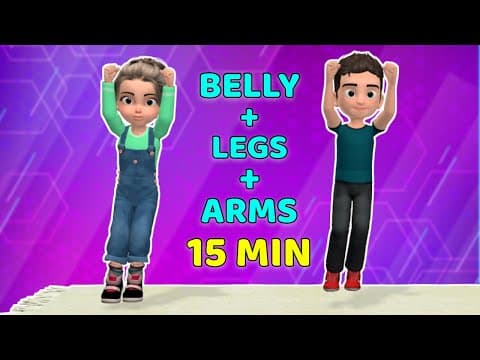 15-MIN FAT LOSS WORKOUT FOR KIDS | BELLY + LEGS + ARMS