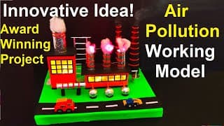air pollution (factory) working model with lights for science exhibition - innovative