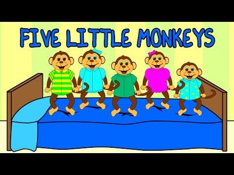 5 little monkeys (jumping on the bed) –nursery rhyme kids songs five little monkeys by 123abctv