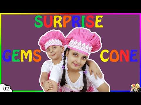 GEMS SURPRISE CONE - जेम्स का चॉकलेट कोन Kids Cooking Without Fire Craft - Aayu and Pihu Show