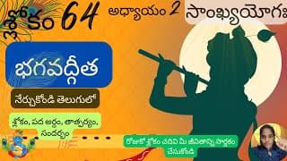 Bhagavad Gita chapter 2 verse 64||sankyayoga|| భగవద్గీత 2వ అధ్యాయం శ్లోకం 64|| divine touch telugu