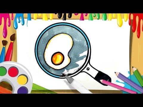 How to draw a fried egg for kids - easy step by step drawings and coloring for kids