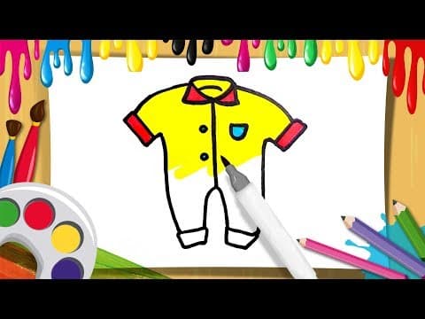How to draw baby dress step by step - draw a dress easy for kids - learn colors for kids