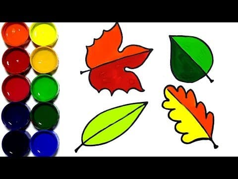 Draw and paint cute leaves easy for kids - basic drawings for children