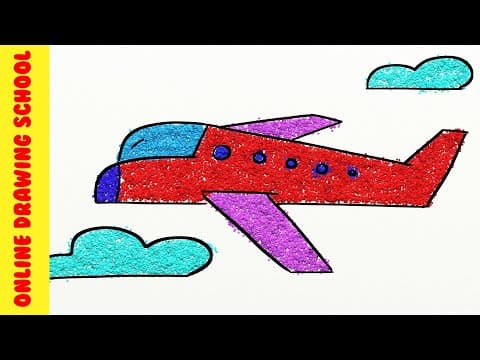 Simple airplane drawing - basic drawings for kids