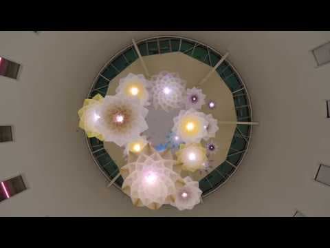 Meadow, a colorful kinetic sculpture of mechanical flowers
