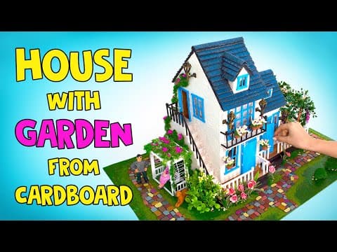 How to make miniature cardboard house with a summer garden