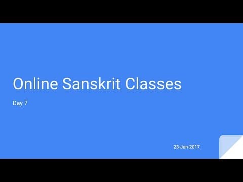Sanskrit for Beginners - Day 7