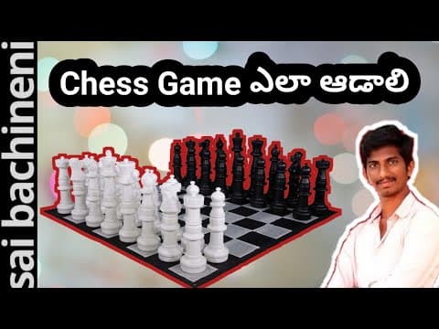 How to play chess - rules for beginners - learn game basics,board setup, moves,how to play chess telugu