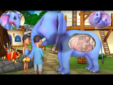 మానవత్వం లేని మనిషి నీతి కథ || Pregnant Elephant Telugu moral story || 3D animated fairy tales