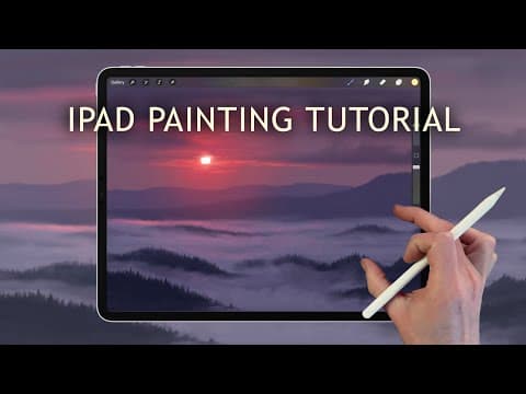 Ipad painting tutorial - mountain sunset landscape in easy steps