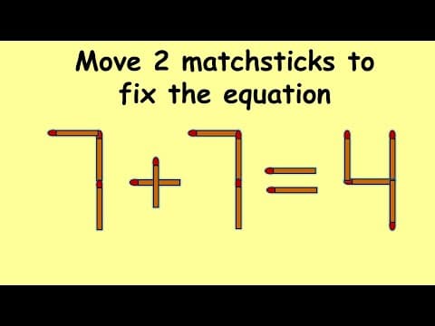 7+7=4 very tricky and hardest puzzle | Match stick puzzle #153 | Puzzles with Answer