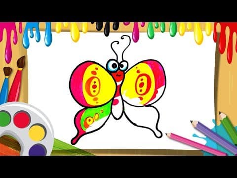 How to Draw Butterfly Simple and easy   -   draw a cartoon butterfly step by step -  Lesson 80
