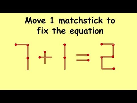 7+1=2 tricky matchstick puzzle | Match stick puzzle #113 | Puzzles with Answer
