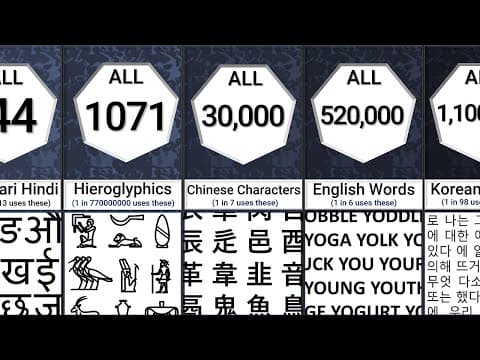 Language comparison number of different words