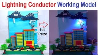 lightning conductor working model on tall building | inspire award science project