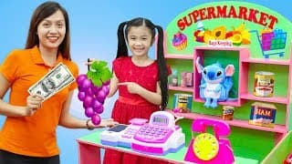 Hana Pretend Play w/ GIANT Supermarket Grocery Toy Store for Kids