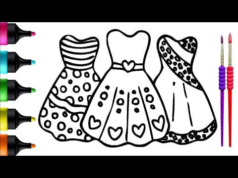 Dress-up Fun: Drawing, Painting, and Coloring a Beautiful Dress for Kids and Toddlers