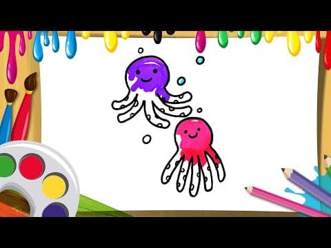how to draw octopus for children colorful octopus drawing for children -easy step by step coloring -  Lesson 110
