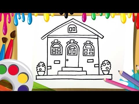 How to draw barbie doll house coloring pages for kids - drawing and learn colors