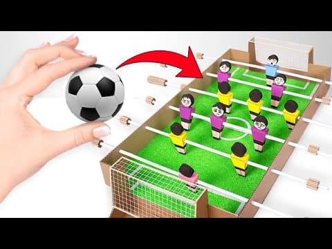 Play football at home with diy table football from cardboard