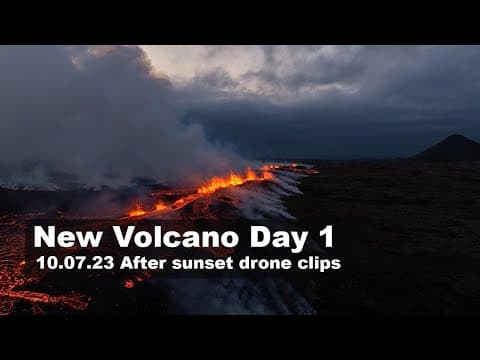 10.07.23 Day 1 the new volcano after sunset in Iceland 4K Drone - YouTube