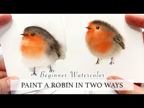 How to paint a robin with two different watercolor techniques
