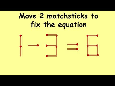 1-3=6 tricky matchstick puzzle | Match stick puzzle #111 | Puzzles with Answer