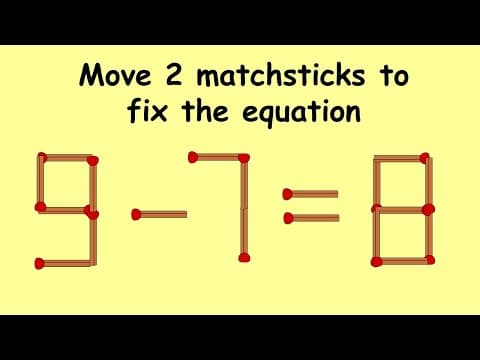 Fix 9-7=8 | Match Stick Puzzles part 33 | Puzzles with Answer