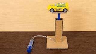 how to make hydraulic car lifting using syringe science working model