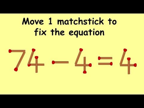 Fix 74-4=4 | Match Stick Puzzles part 34 | Puzzles with Answer